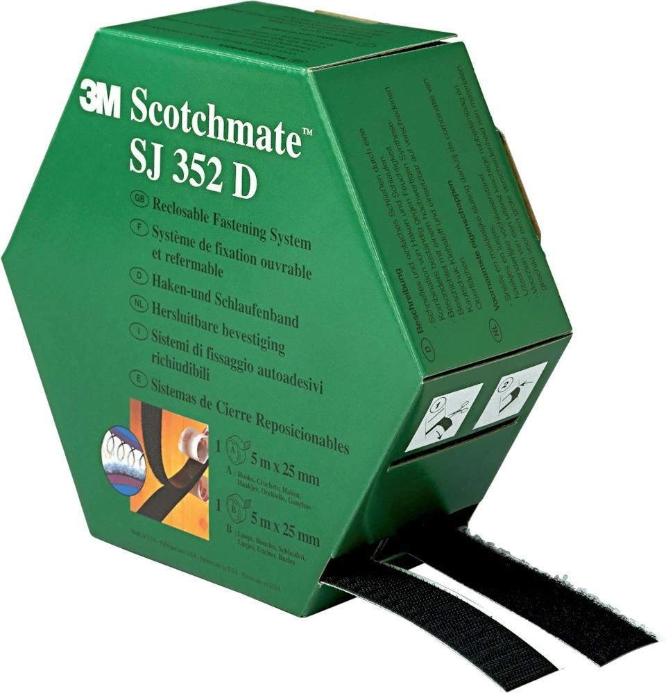 3M | Kardborrband SJ 352D svart 25mm x 5m | 4001895502033