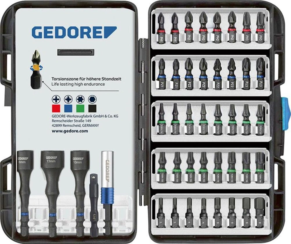 Gedore | Bits och skruvhållarsats Torsion 45-delar | 4010886974971