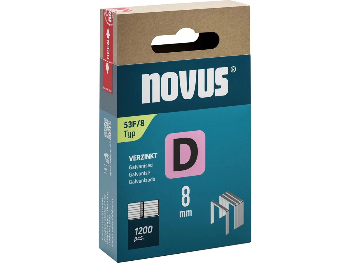 Novus | Fintrådsklammer D Typ 53F/8mm (1200 st) | 4009729081181