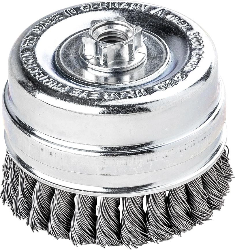 Lessmann | Axialborste flätad ståltråd M14 100x0,50mm med stödring | 4017359006719