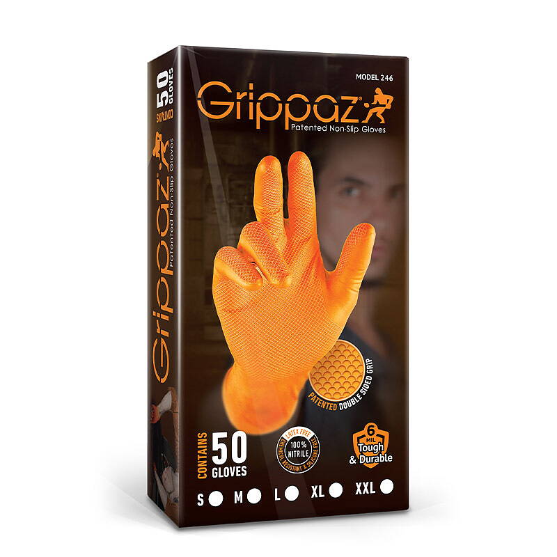 Mekanikerhandske Grippaz Orange stl. 8/M (50st)