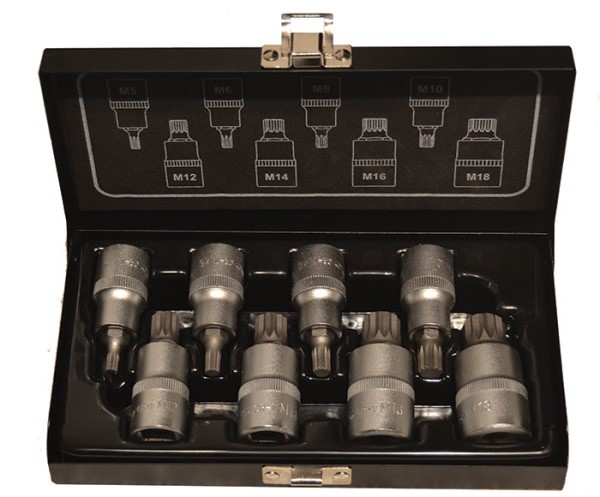 Bitshylssats 1/2" XZN M5-18 8-delar