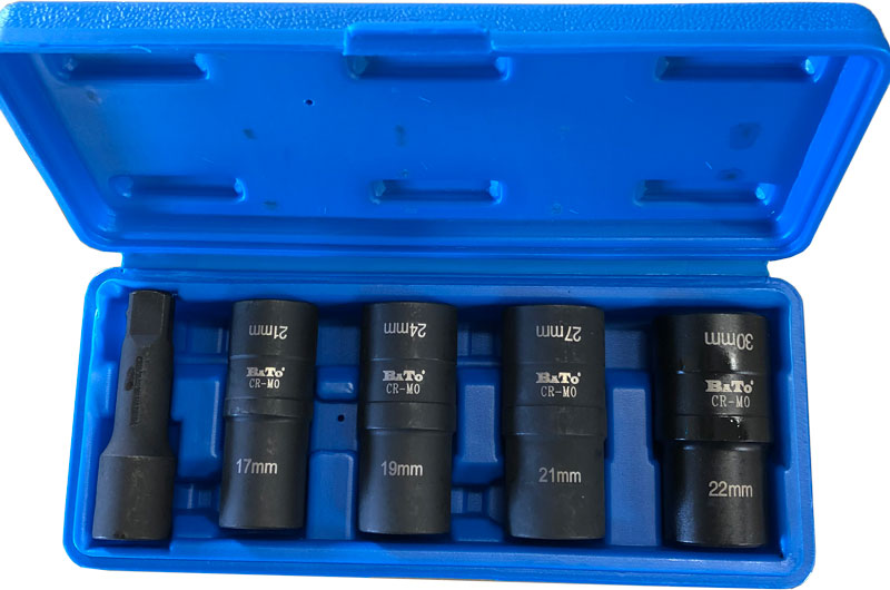 Demontagehylssats Twist 1/2" 17-30mm vändbar 5-delar