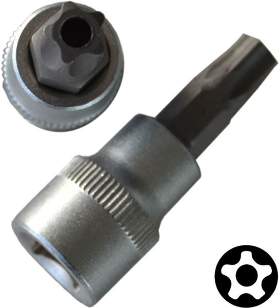 Bitshylsa 3/8" 5 Star Torx med hål