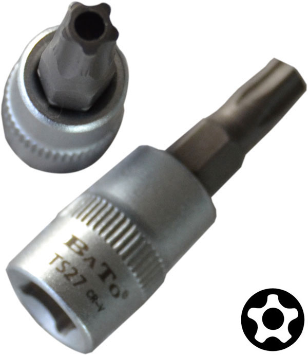 Bitshylsa 1/4" 5 Star Torx med hål