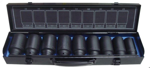 Krafthylssats Lång 1/2" 12-kant 24-38mm 9-delar