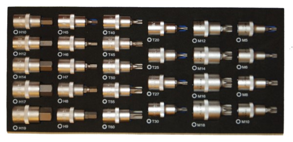 Bitshylssats 1/2" Insex, Torx, XZN 27-delar EVA 1/3