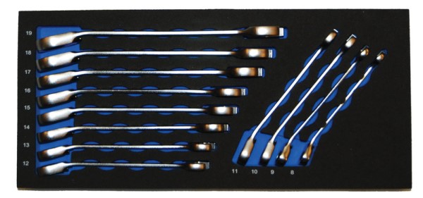 U-Ringspärrnyckelsats vinklad 15° 8-19 mm 12-delar EVA 1/3