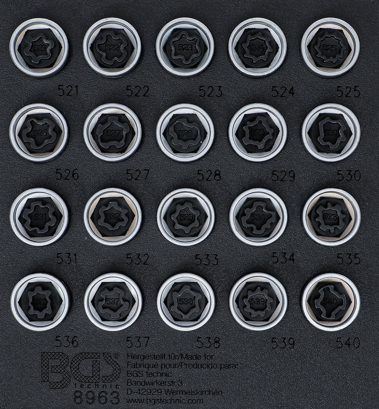 Verkstadsvagninlägg 1/6: Fälglås-Verktyg-sats för VAG | 20 delar