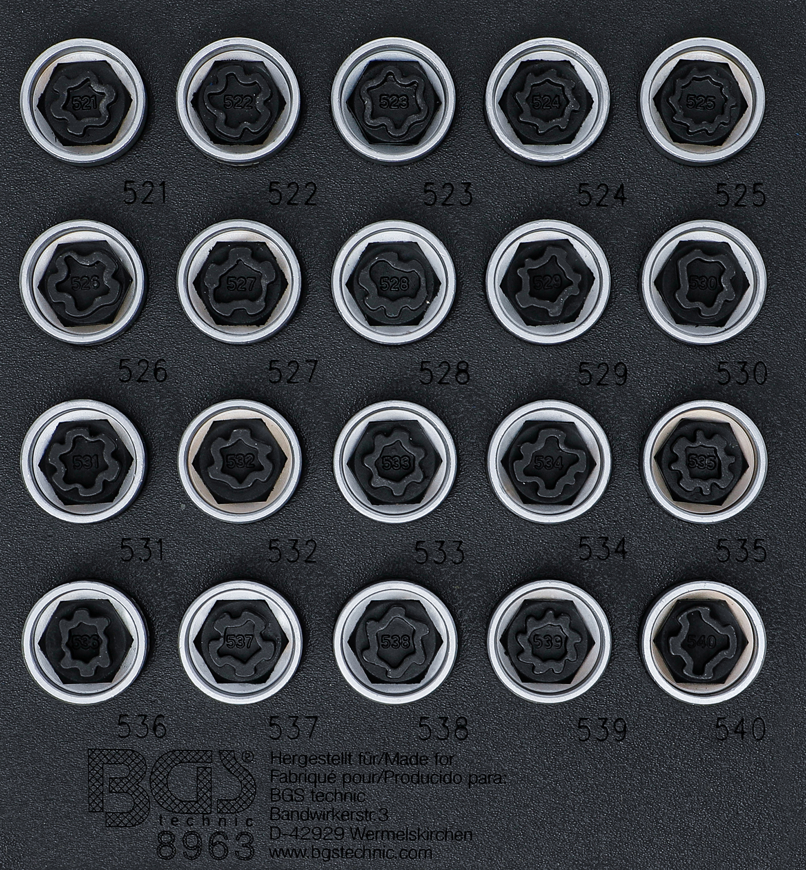 Verkstadsvagninlägg 1/6: Fälglås-Verktyg-sats för VAG | 20 delar