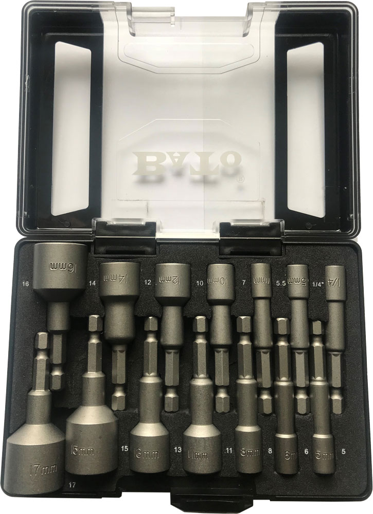 Skruvhållarsats 1/4" m. magnet 5-17mm + 1/4" 14-delar