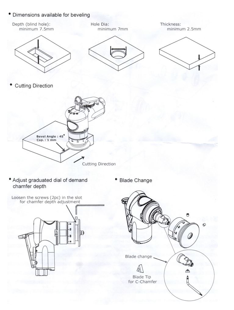 Avfasningsmaskin Mini tryckluft