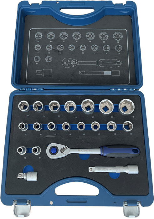 Hylsnyckelsats paket 1/4", 3/8", 1/2" 71-delar