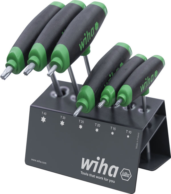 Torxnyckelsats T-grepp T10-40, 6-delar m. ställ
