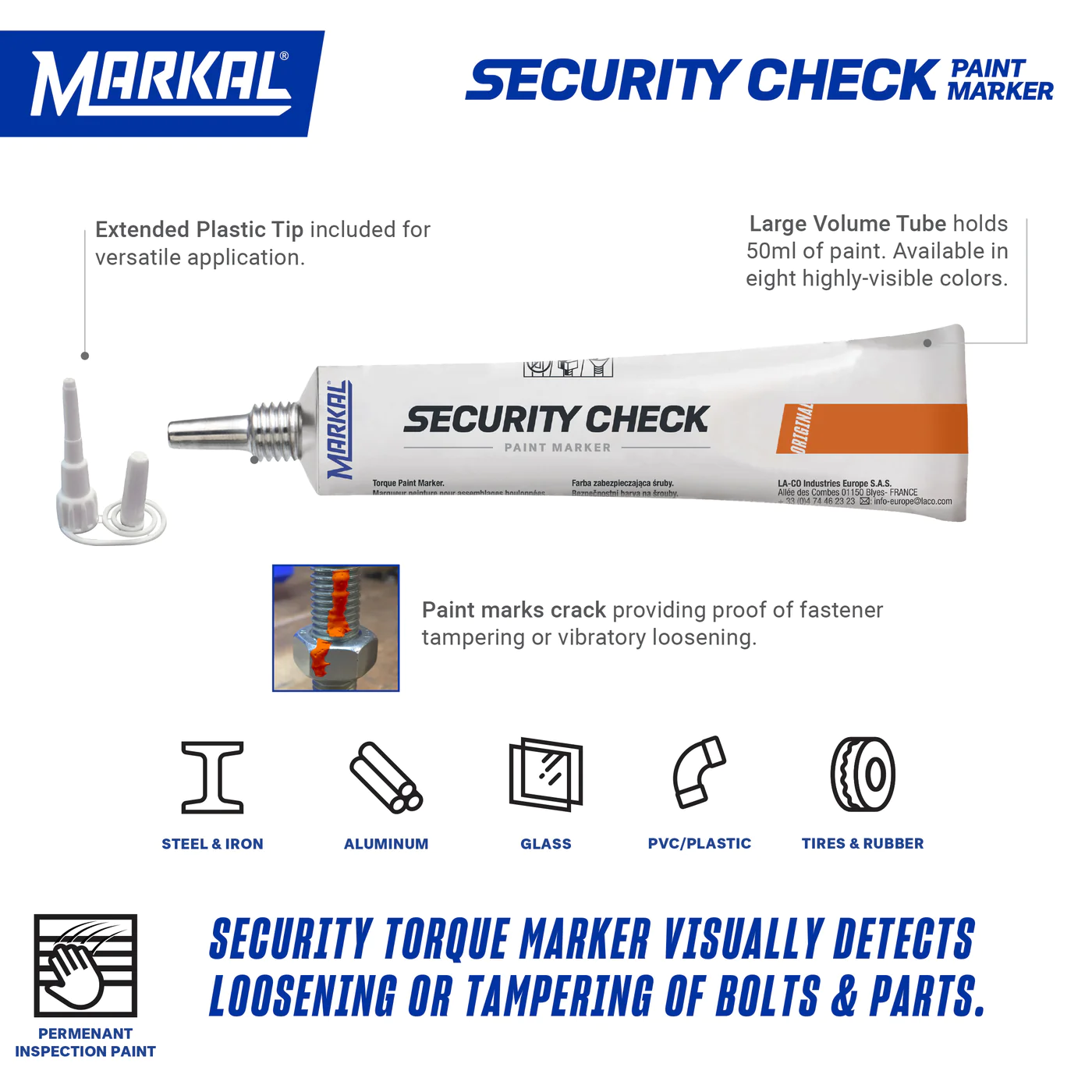 Låslack Security Check Paint Marker, Gul