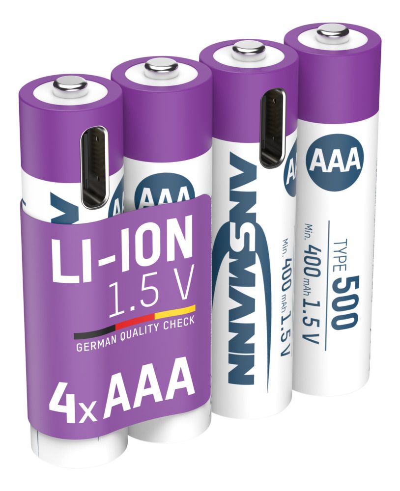 Batteri AAA laddningsbart USB 4-pack
