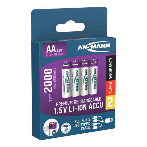 Batteri AA laddningsbart USB 4-pack