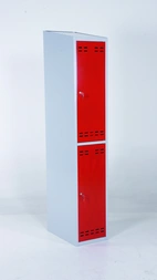 Klädskåp, röd/grå 2 dörr