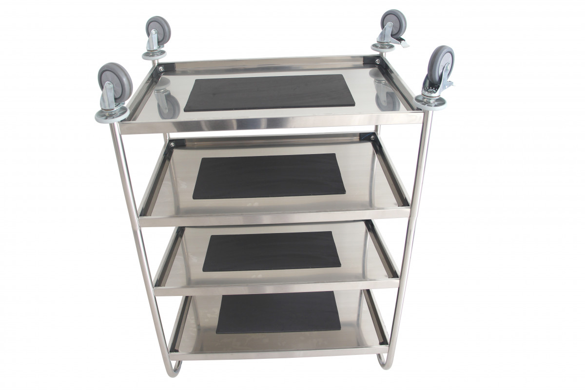 Plattformsvagn 4 hyllor, Rostfri