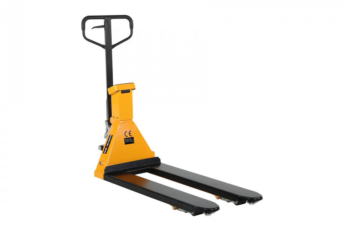 Pallyftare med våg, 2000kg, 542x1150mm, laddningsbart batteri, laddare inkluderad