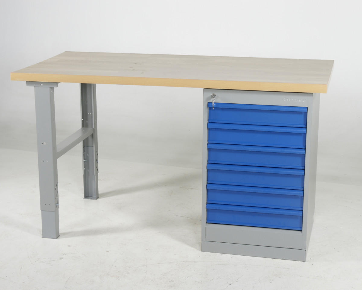 Bord med hurts 6 lådor, 1600mm, Ek