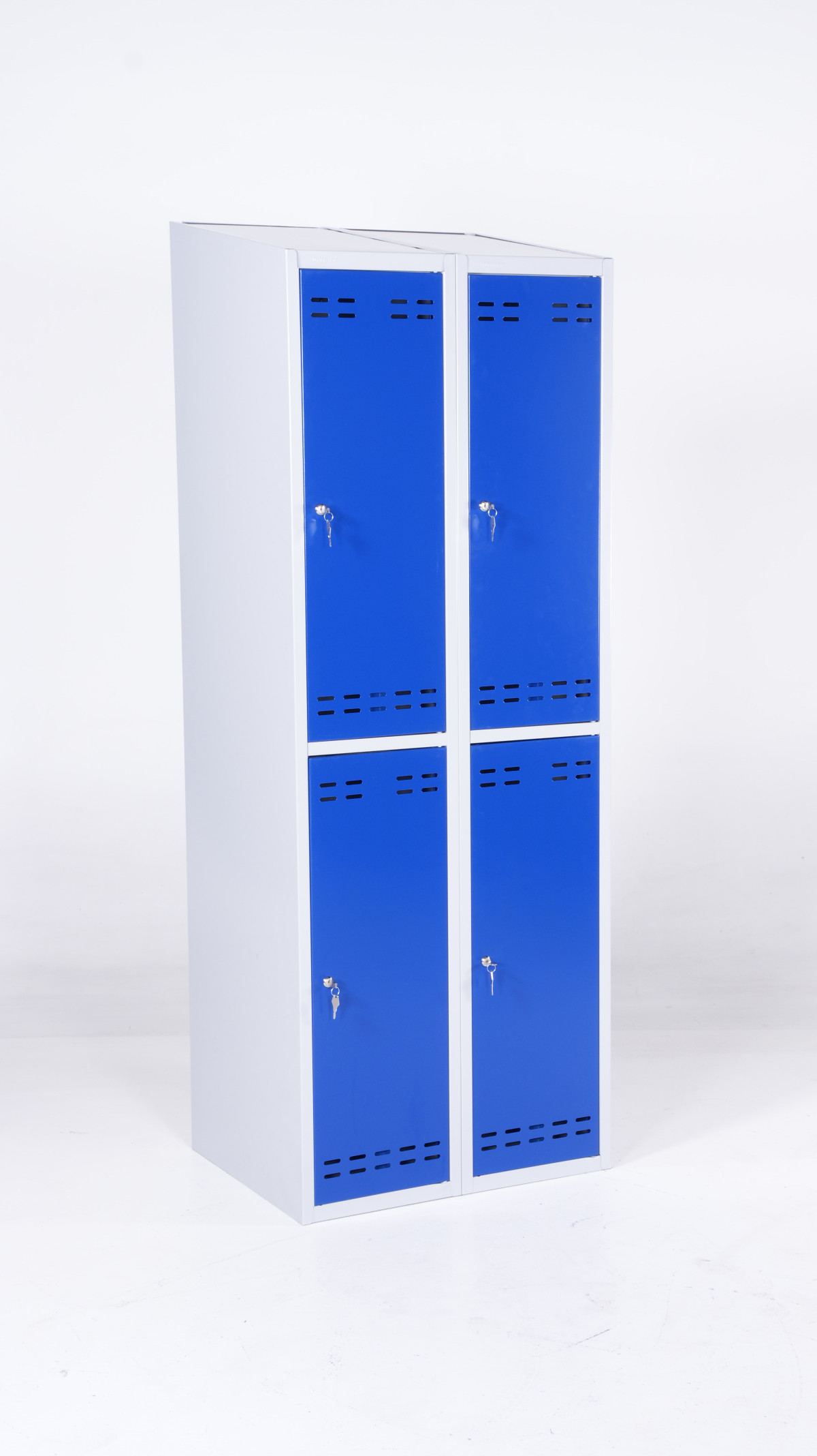 Klädskåp, blå/grå 4 dörr