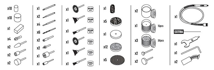 Multiverktyg / Slipmaskin 230V med tillbehör 211-delar
