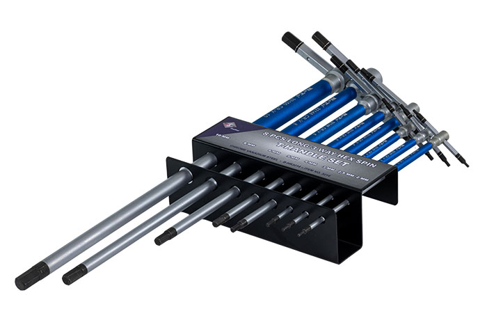 Sexkantnyckelsats extra lång med skjutbara T-grepp 2-10mm 8-delar