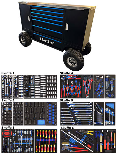 Verktygsvagn XXXL Offroad med 7 lådor & 2 sidoskåp 579-delar verktyg