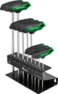 Torxnyckelsats T-grepp 8-delar T10-45 med ställ