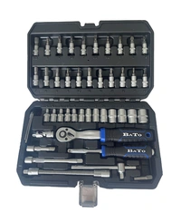 Hylsnyckelsats 1/4" m. 6-kant + Bitshylsor 46-delar