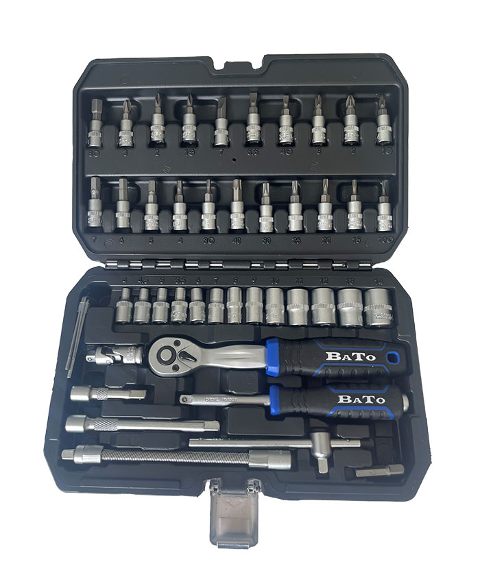 Hylsnyckelsats 1/4" m. 6-kant + Bitshylsor 46-delar