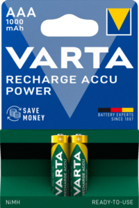 Batteri Laddningsbart NiMH, AAA/HR03 1,2V 1000mAh, Blister 2st