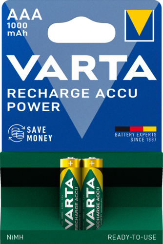 Batteri Laddningsbart NiMH, AAA/HR03 1,2V 1000mAh, Blister 2st