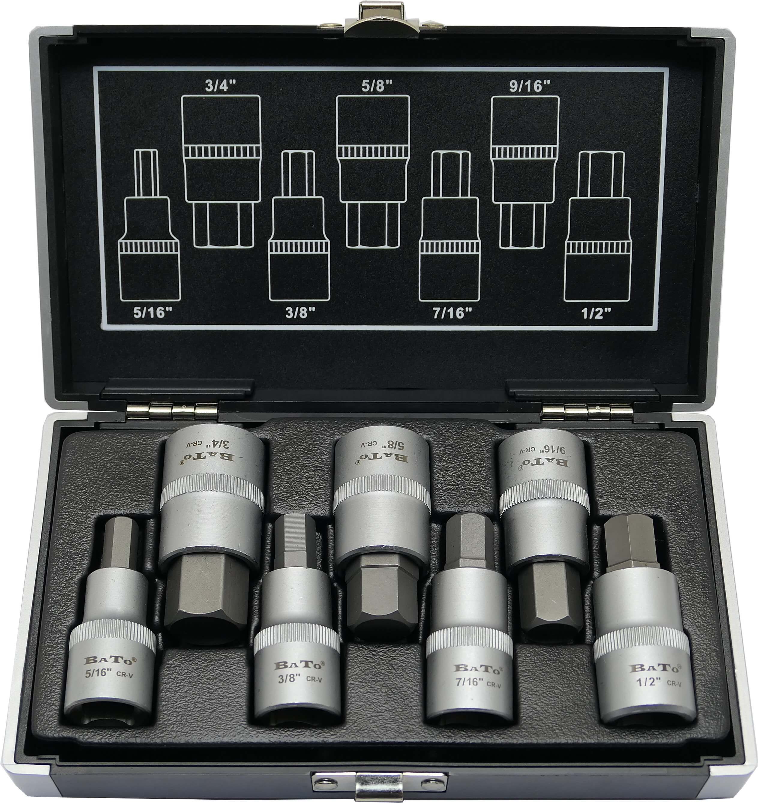 Bitshylssats 1/2" Insex Tum 5/16-3/4" 7-delar