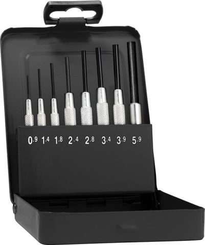 Drivdornsats med styrhylsa, 0,9-5,9mm, 8-delar