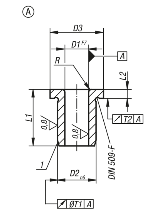 Borrbussning med fläns DIN172 A, kort