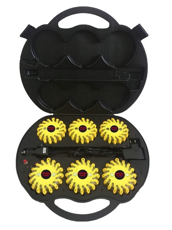Varningslampa/blixtljus LED puck 6-pack