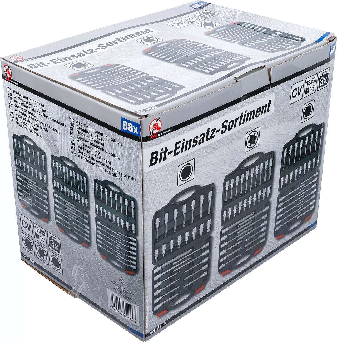 Bit-Insats-sortiment | Inre fyrkant 12,5 mm (1/2") | 88 delar