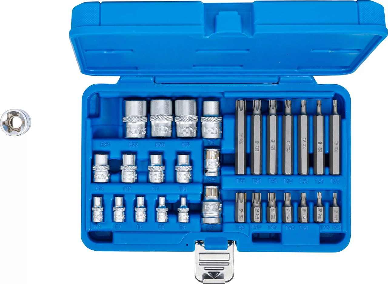 Bit- och Hylsnyckel-sats | E-Profil / T-Profil (för Torx) | 30 delar