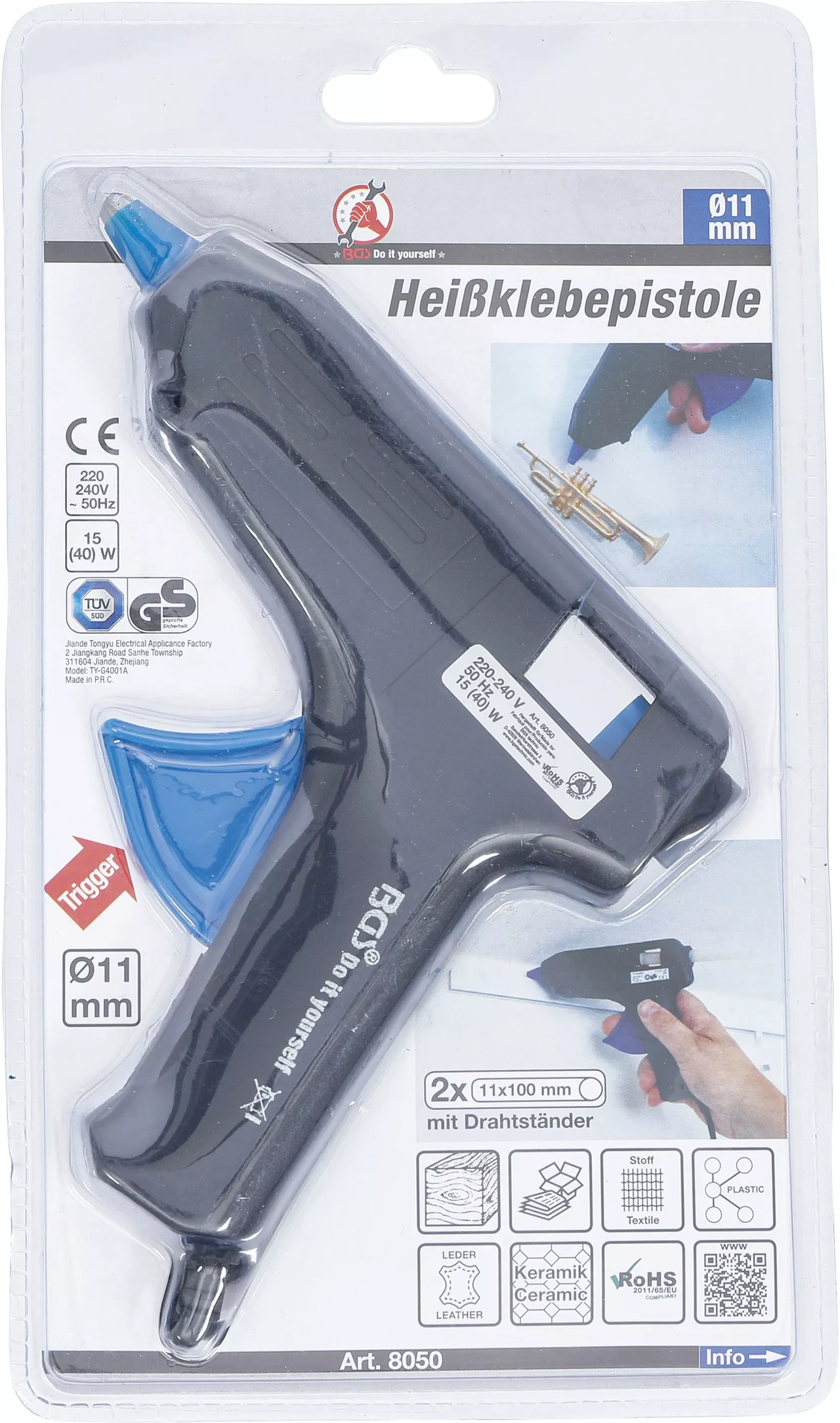 Smältlimpistol | Limstift-Ø 11 mm | 15 W