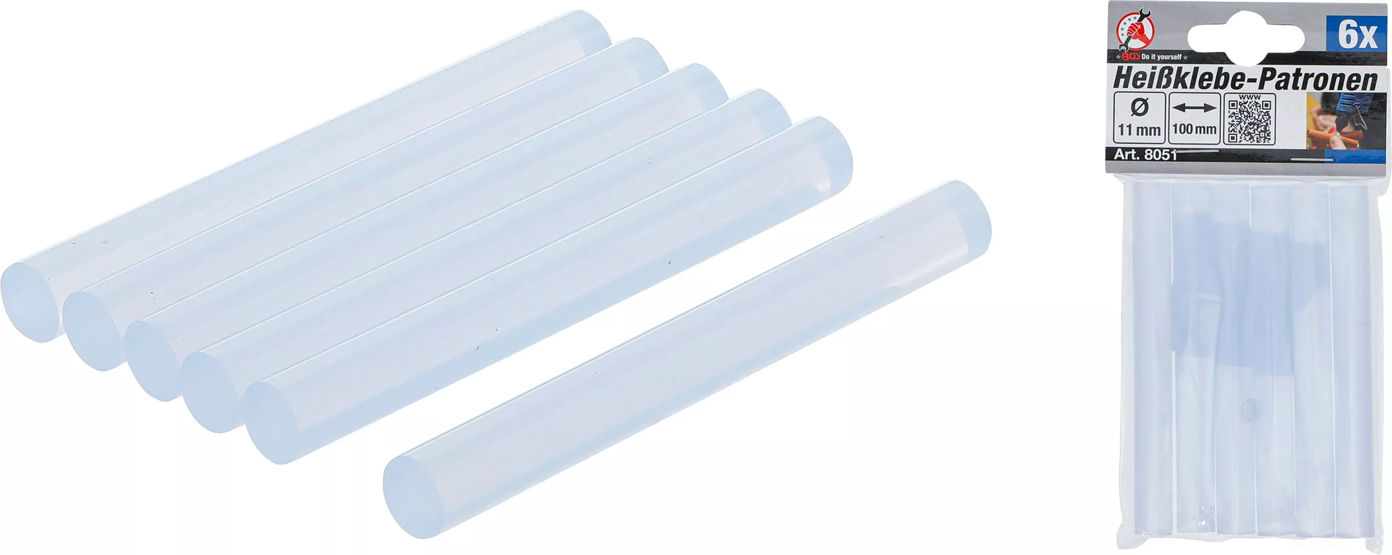 Smältlim-patroner | transparent | Ø 11 mm, 100 mm | 6 st.