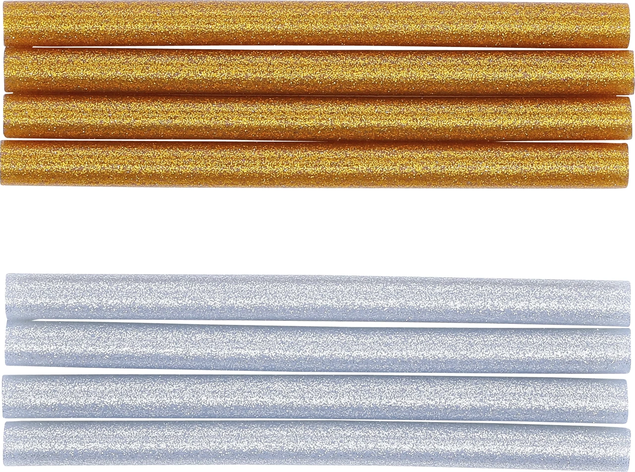 Smältlim-patroner | Guld/silver-metallic | Ø 11 mm, 150 mm | 8 delar