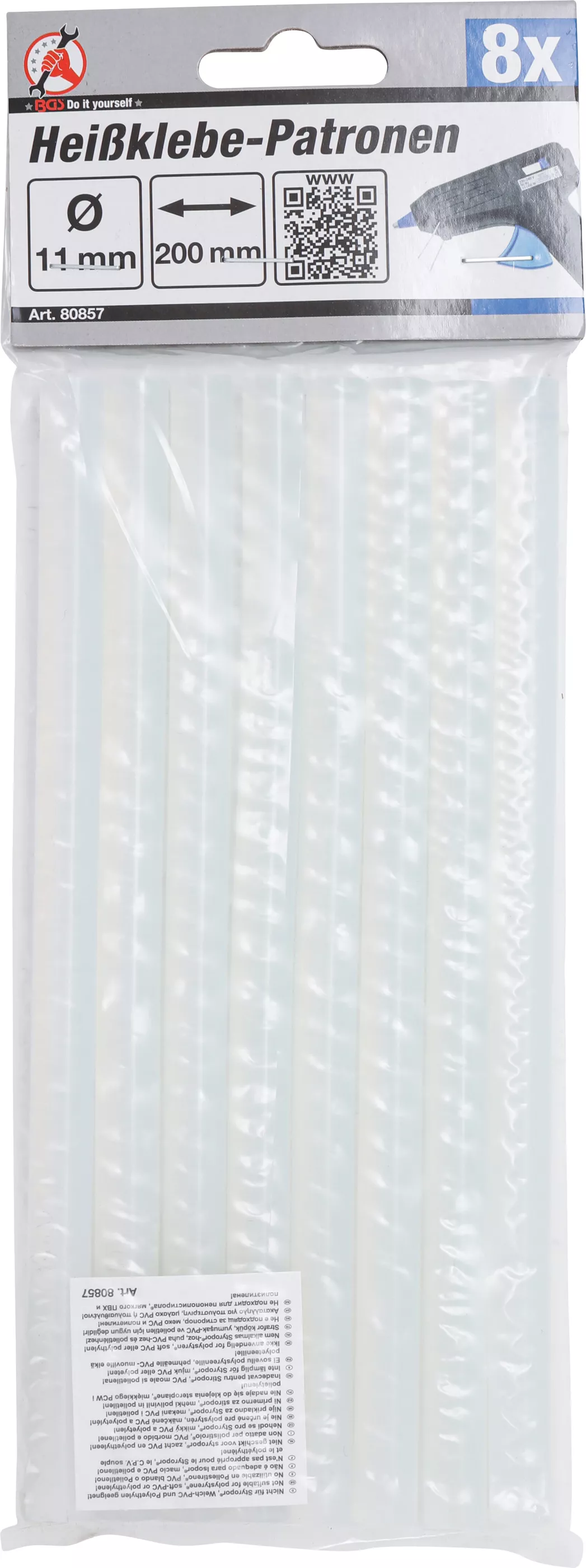 Smältlim-Patroner | transparent | Ø 11 mm, 200 mm | 8 delar