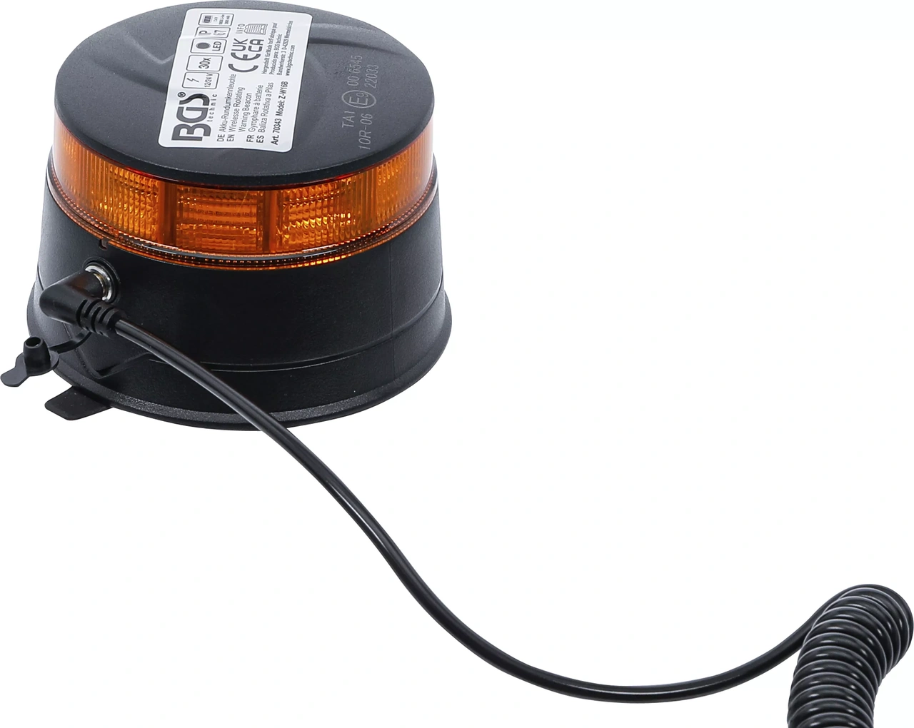 Batteri roterande strålkastare | gul | med magnet | 12 V / 24 V | Ø 130 mm