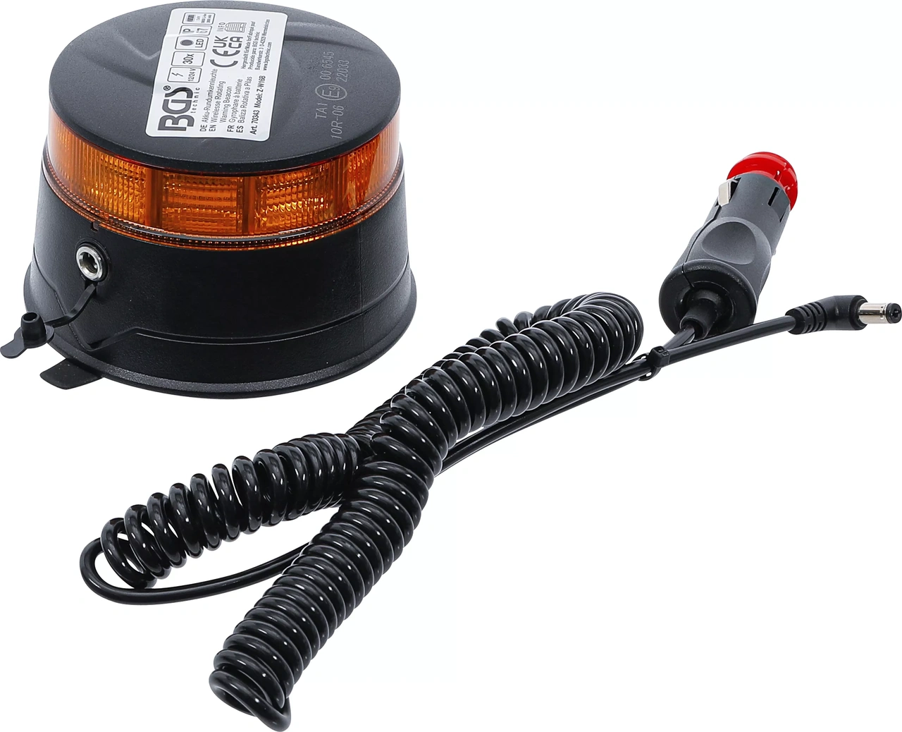 Batteri roterande strålkastare | gul | med magnet | 12 V / 24 V | Ø 130 mm