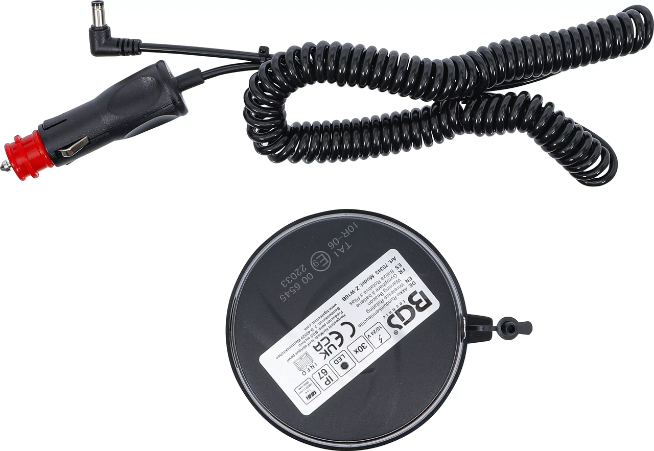 Batteri roterande strålkastare | gul | med magnet | 12 V / 24 V | Ø 130 mm
