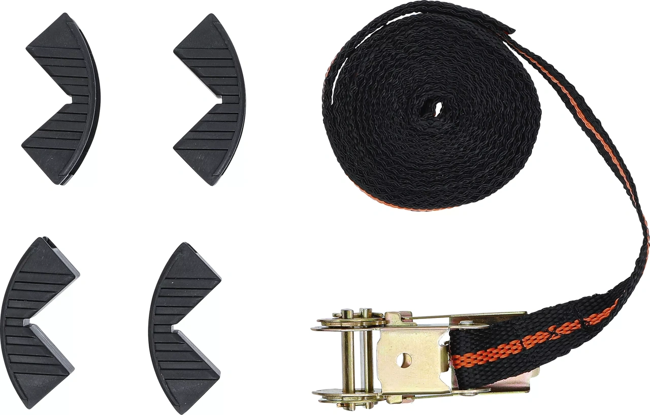 Spännband med 4 skyddsbackar 5m x 25mm, 250kg