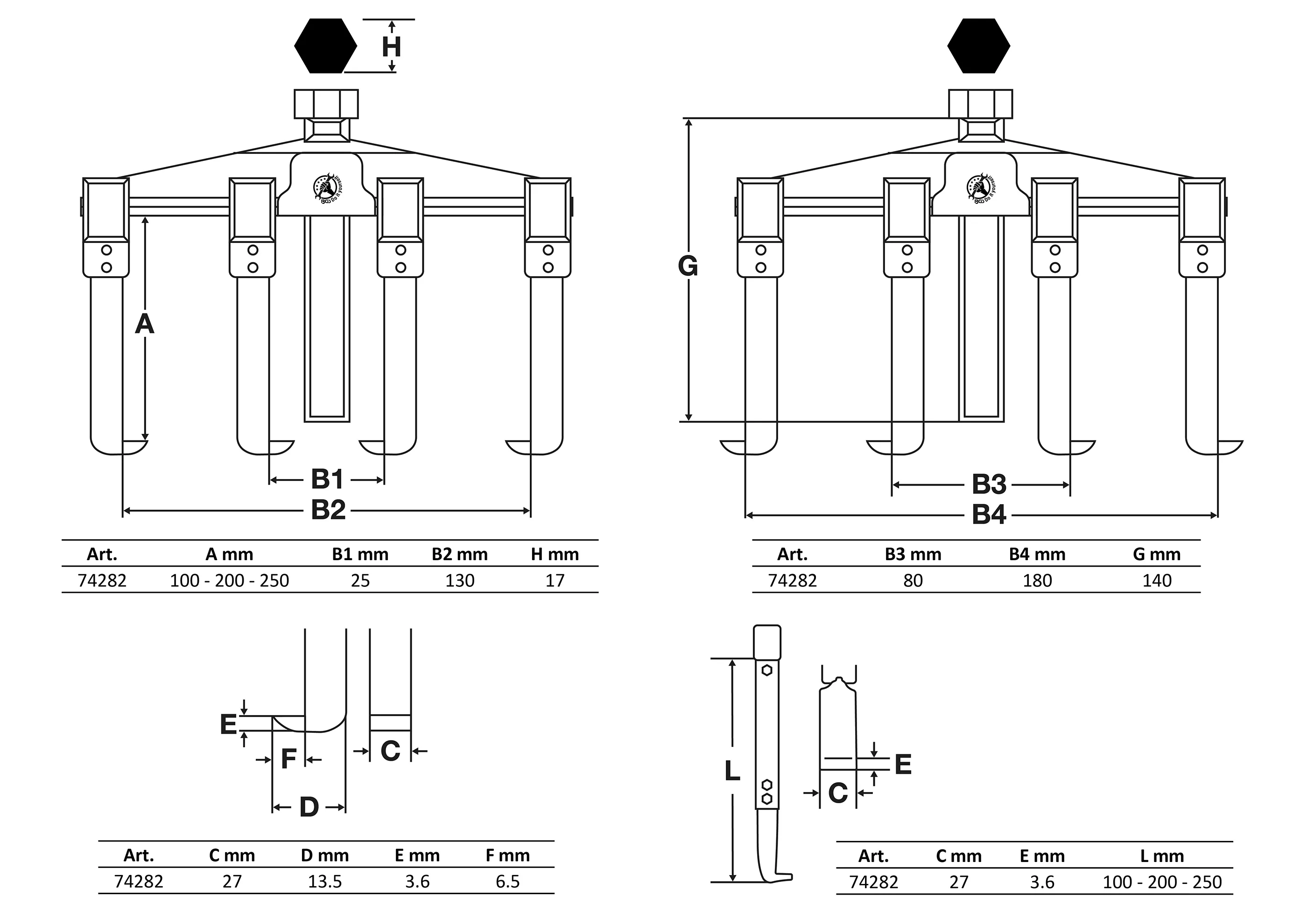 Yttre/ inre avdragarsats 2-armad | 8 delar