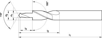 Stegborr kort HSS TiN 180° GH M